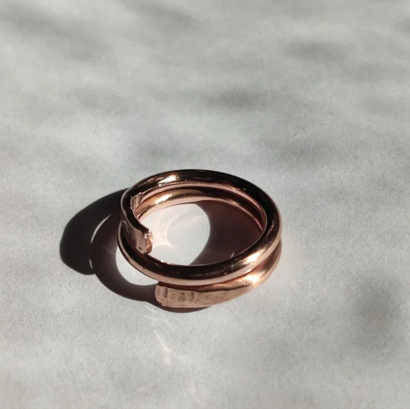 Simple Wrapped Copper Ring W/ Hammered Ends - Picture 7 of 8